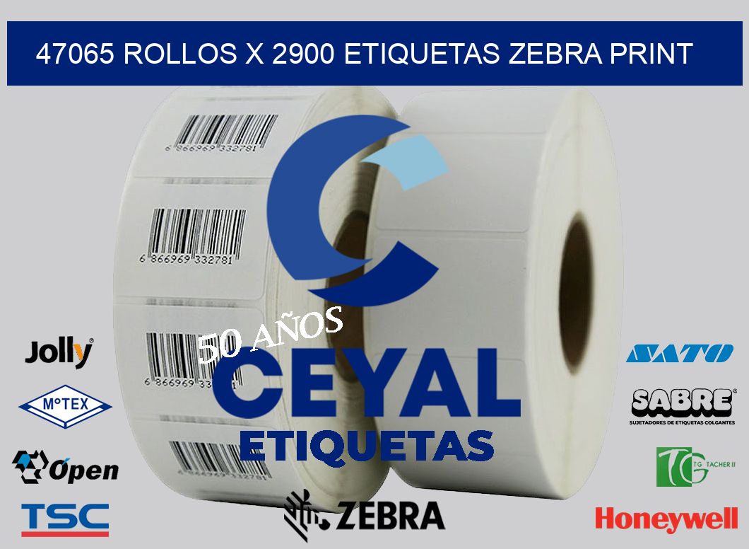 47065 Rollos x 2900 etiquetas zebra print