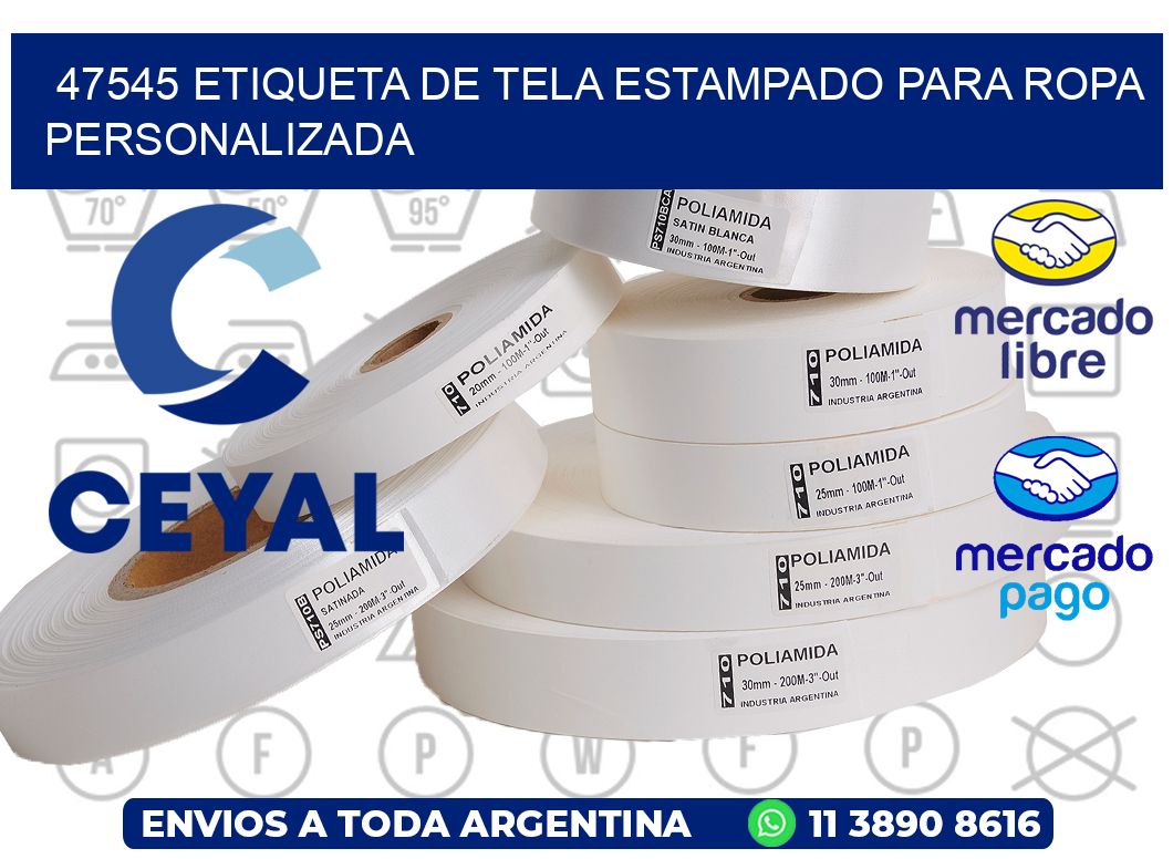 47545 ETIQUETA DE TELA ESTAMPADO PARA ROPA PERSONALIZADA