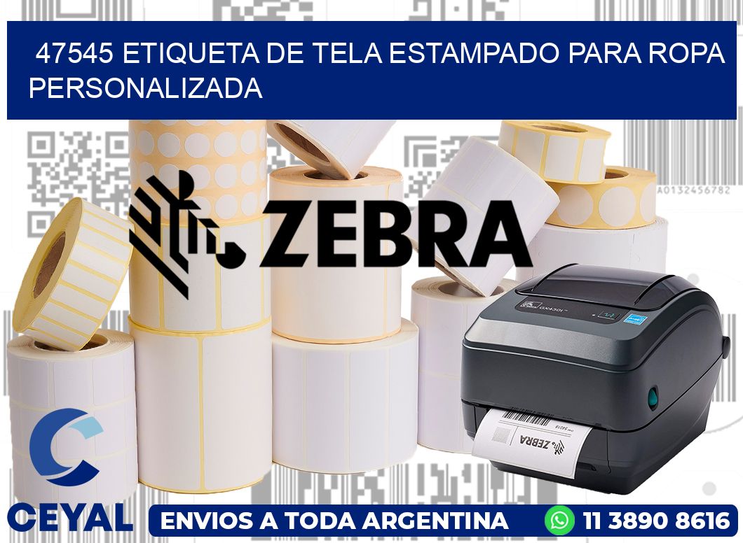 47545 ETIQUETA DE TELA ESTAMPADO PARA ROPA PERSONALIZADA