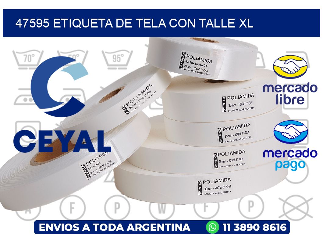 47595 ETIQUETA DE TELA CON TALLE XL
