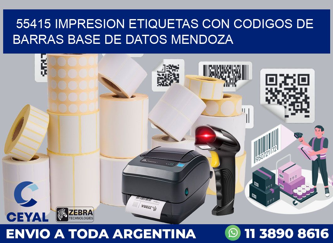 55415 IMPRESION ETIQUETAS CON CODIGOS DE BARRAS BASE DE DATOS MENDOZA