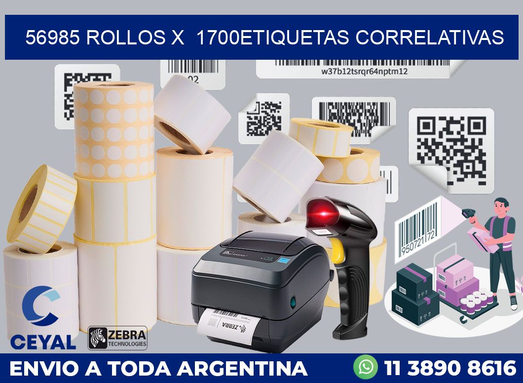 56985 Rollos x  1700etiquetas correlativas