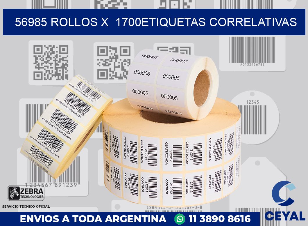 56985 Rollos x  1700etiquetas correlativas