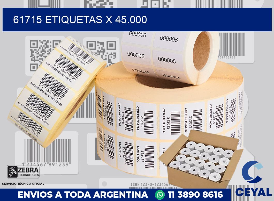 61715 Etiquetas x 45.000