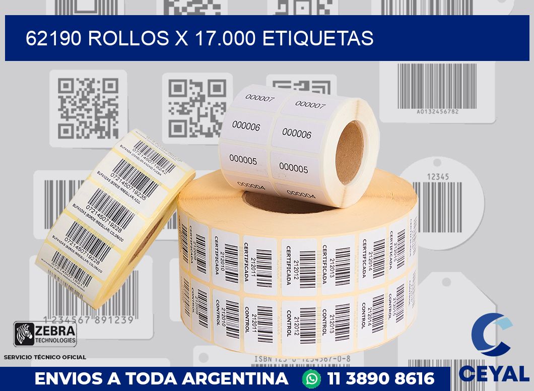 62190 Rollos x 17.000 etiquetas