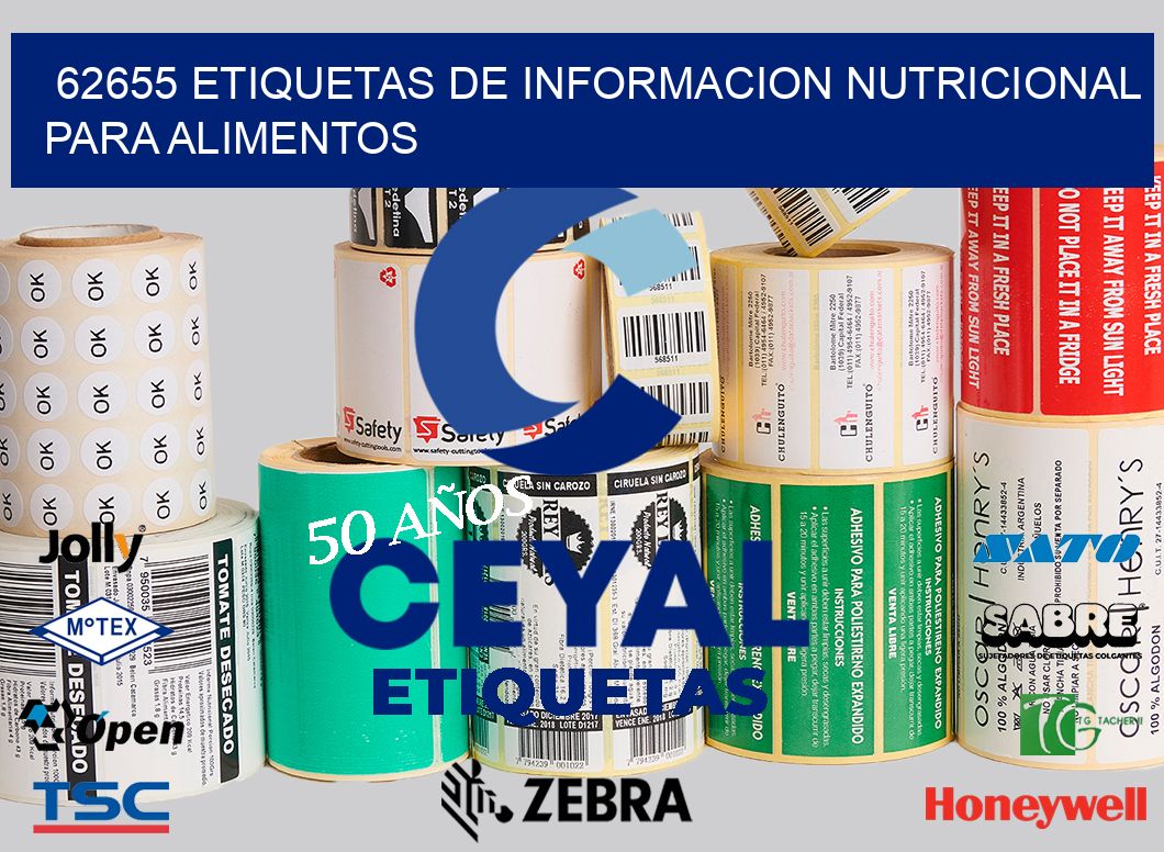 62655 ETIQUETAS DE INFORMACION NUTRICIONAL PARA ALIMENTOS