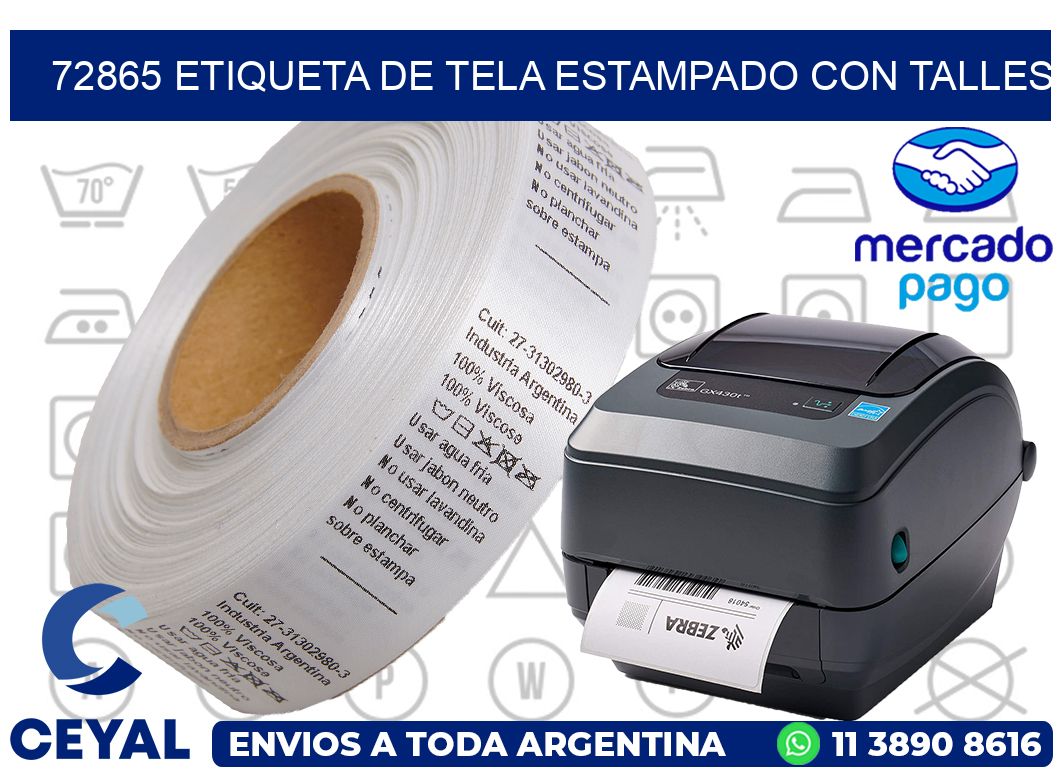 72865 ETIQUETA DE TELA ESTAMPADO CON TALLES