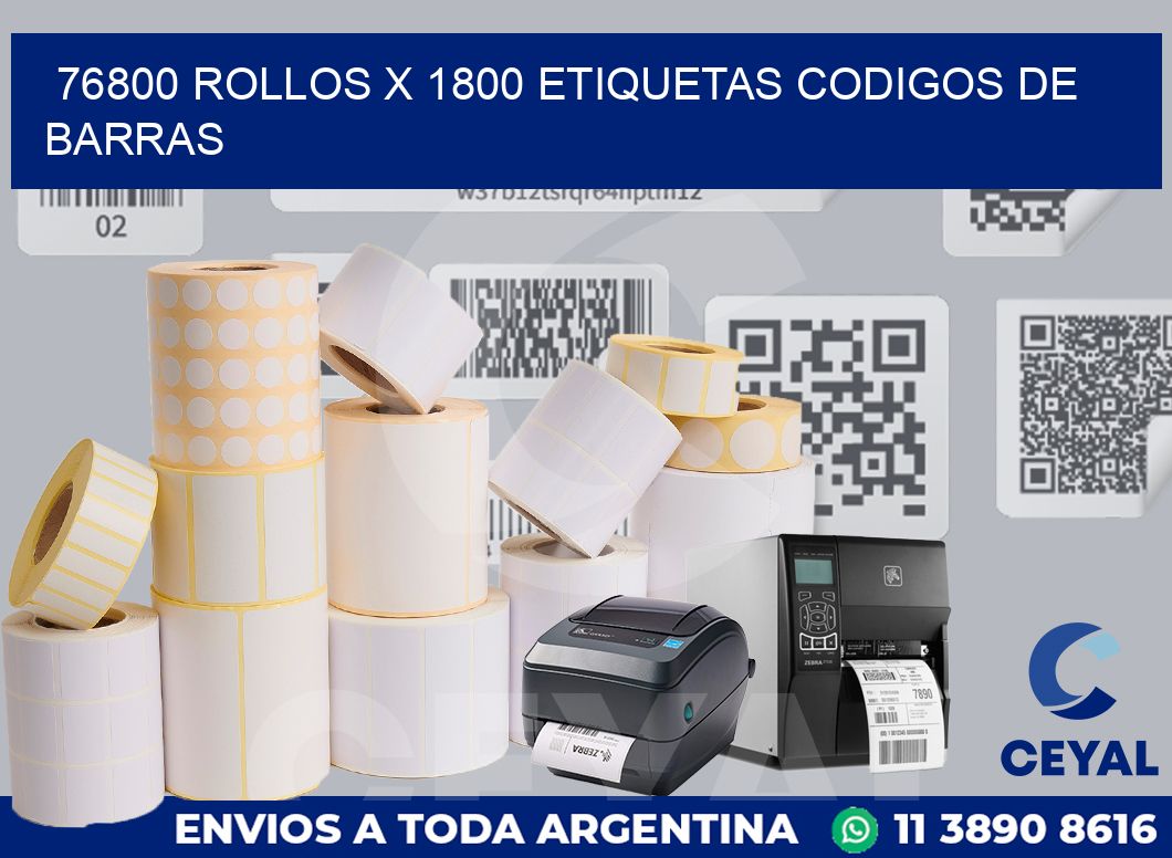 76800 Rollos x 1800 etiquetas codigos de barras