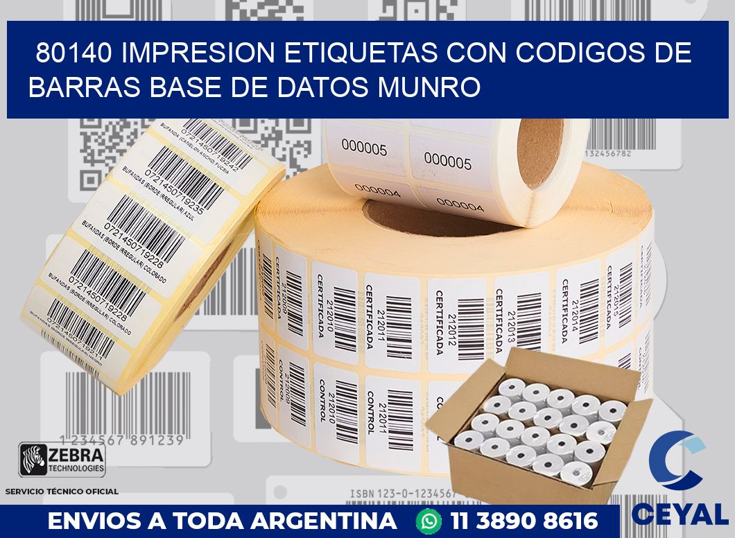 80140 IMPRESION ETIQUETAS CON CODIGOS DE BARRAS BASE DE DATOS MUNRO