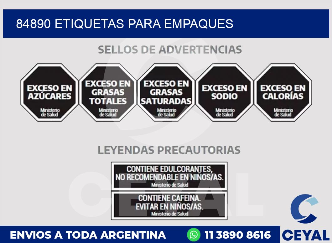 84890 ETIQUETAS PARA EMPAQUES
