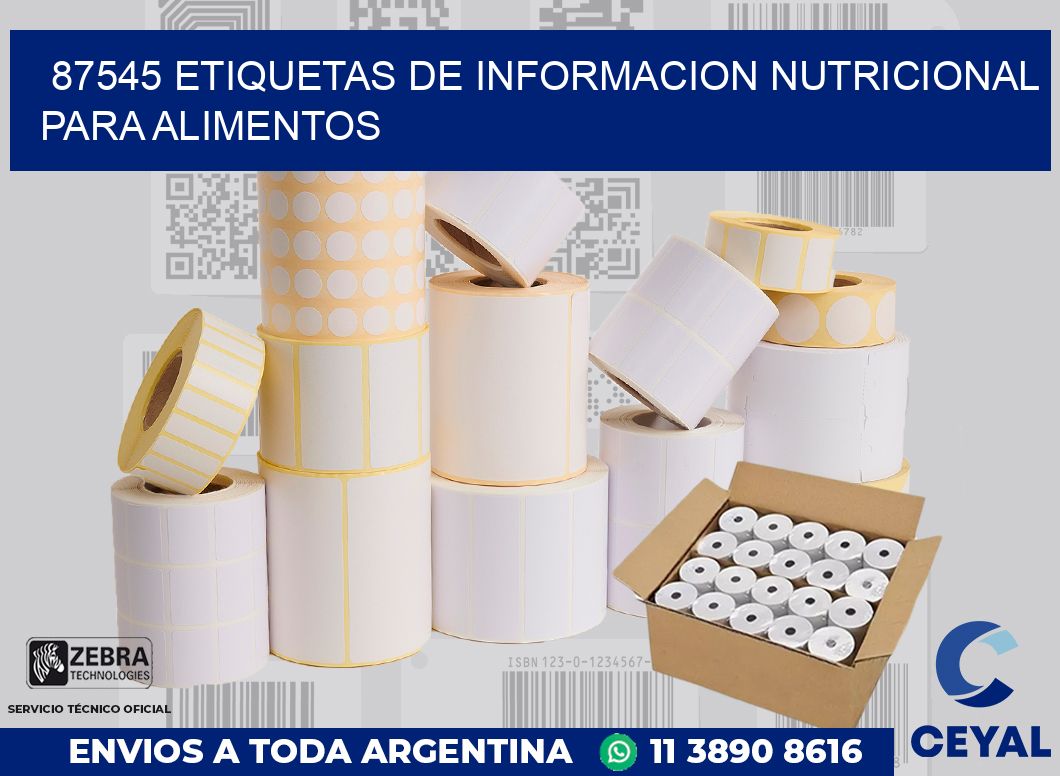 87545 ETIQUETAS DE INFORMACION NUTRICIONAL PARA ALIMENTOS