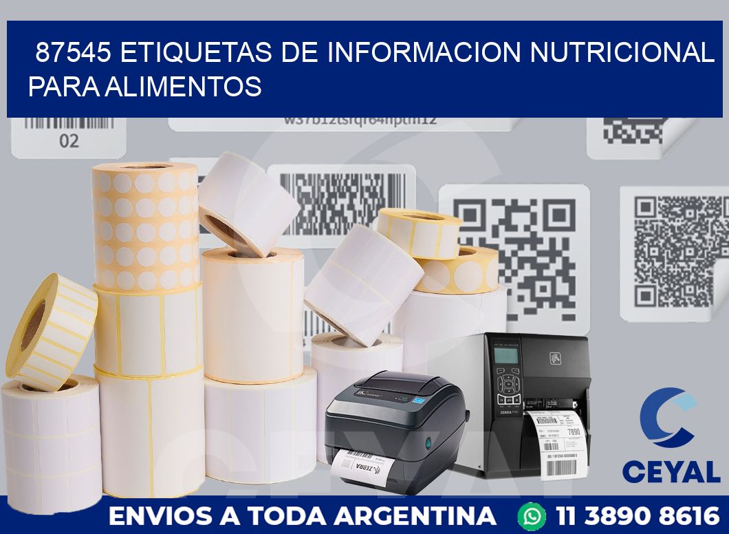 87545 ETIQUETAS DE INFORMACION NUTRICIONAL PARA ALIMENTOS