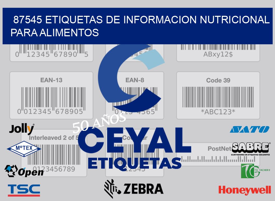 87545 ETIQUETAS DE INFORMACION NUTRICIONAL PARA ALIMENTOS