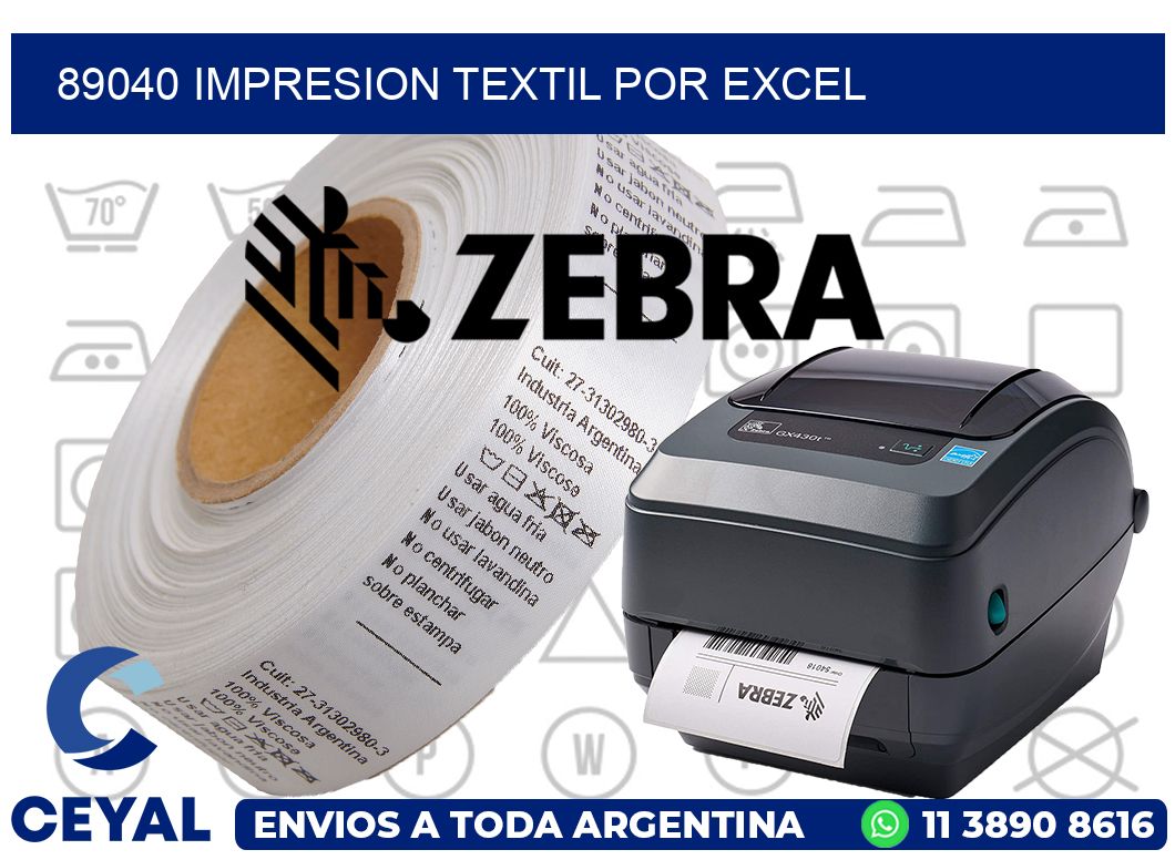 89040 IMPRESION TEXTIL POR EXCEL