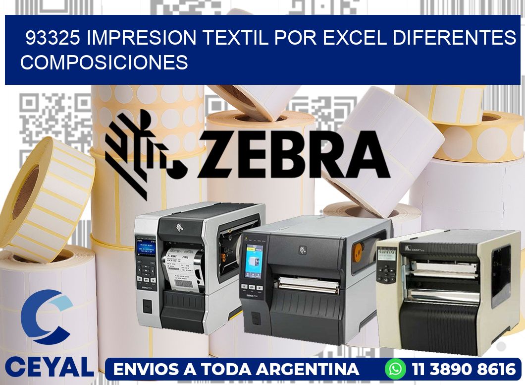 93325 IMPRESION TEXTIL POR EXCEL DIFERENTES COMPOSICIONES