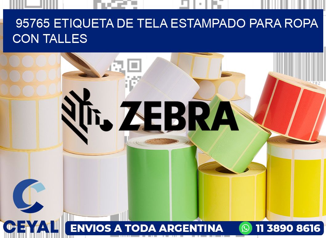 95765 ETIQUETA DE TELA ESTAMPADO PARA ROPA CON TALLES