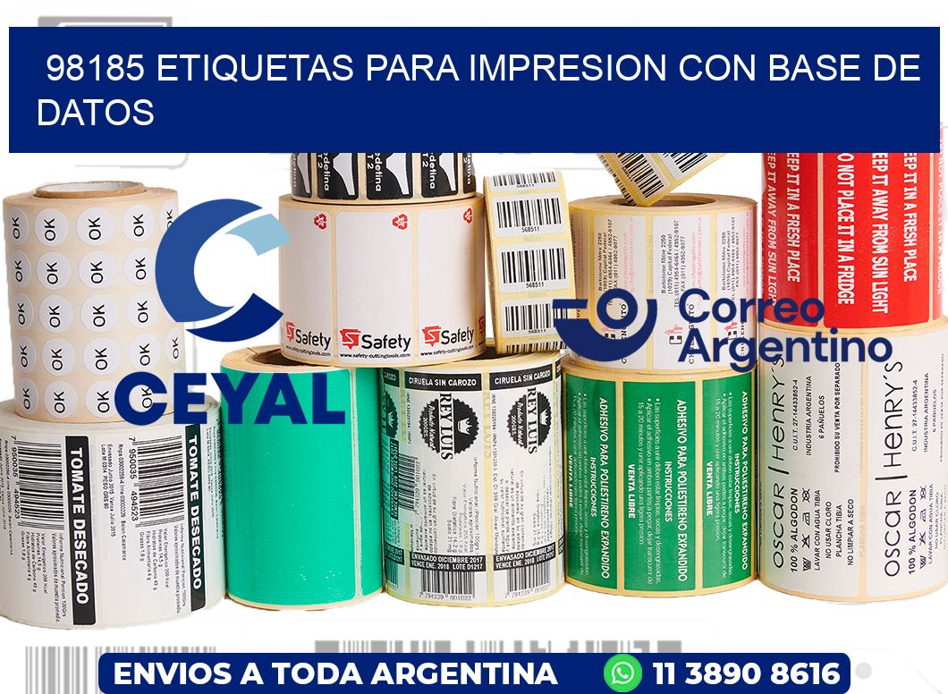 98185 ETIQUETAS PARA IMPRESION CON BASE DE DATOS