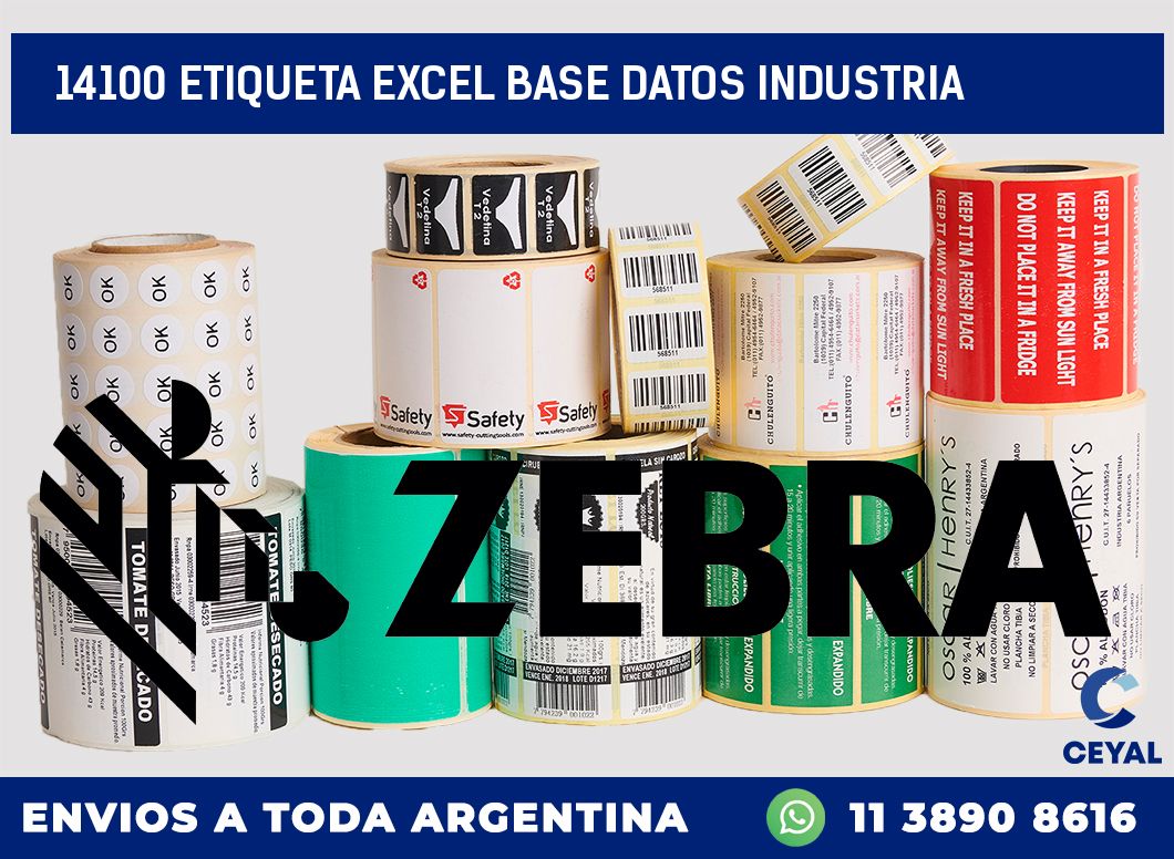 14100 etiqueta excel base datos industria