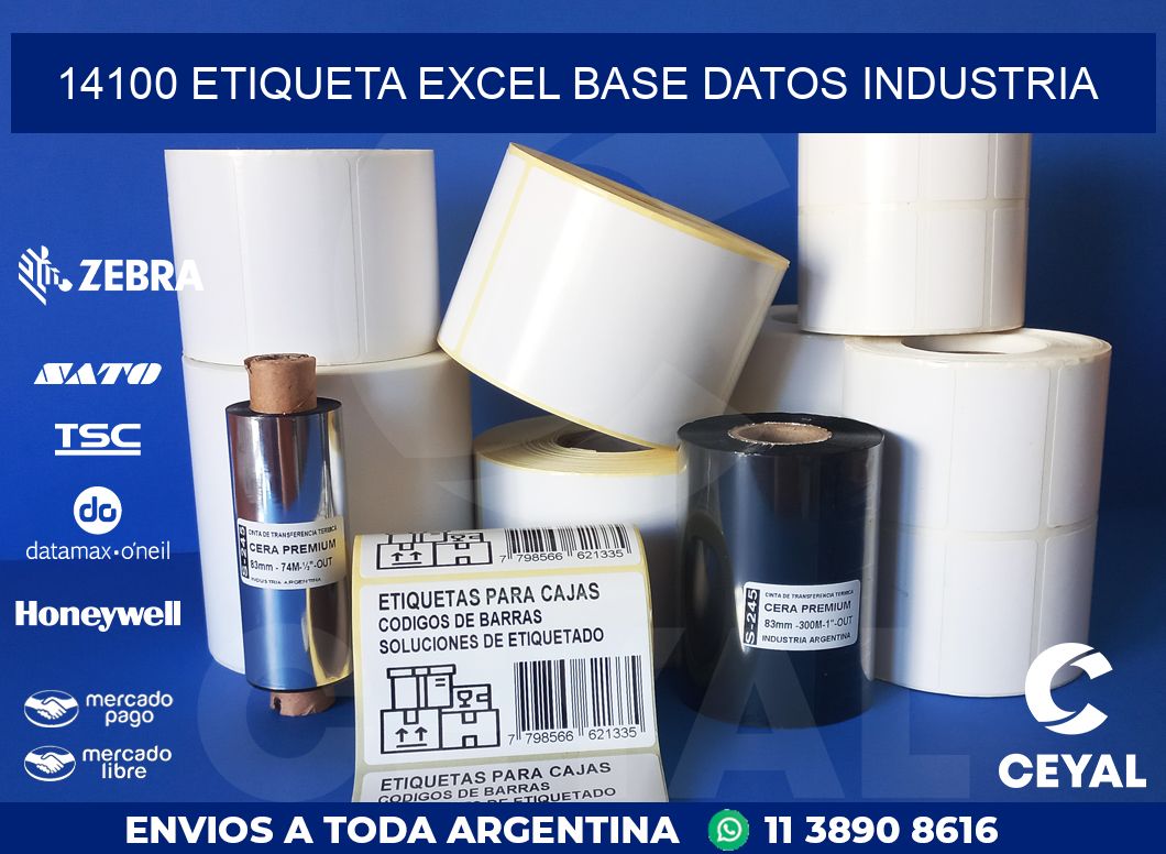 14100 etiqueta excel base datos industria