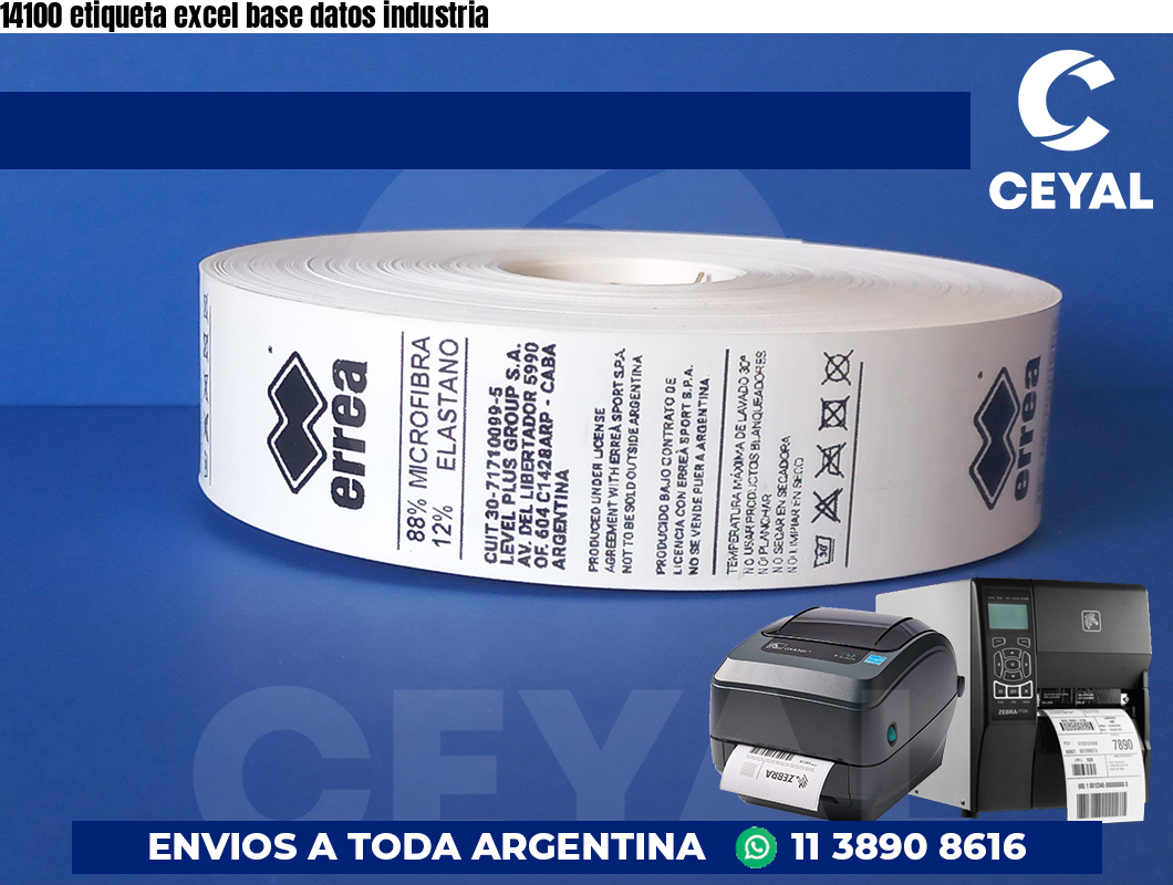 14100 etiqueta excel base datos industria