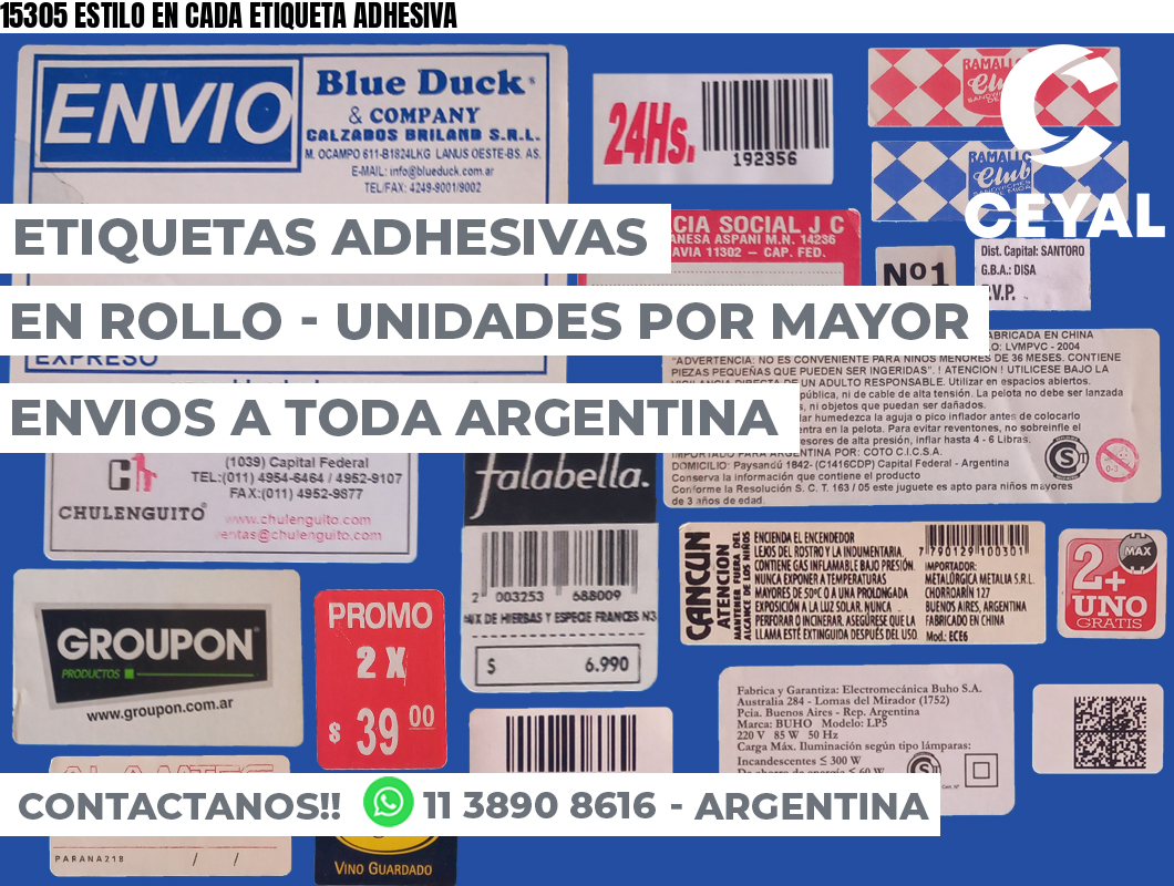 15305 ESTILO EN CADA ETIQUETA ADHESIVA