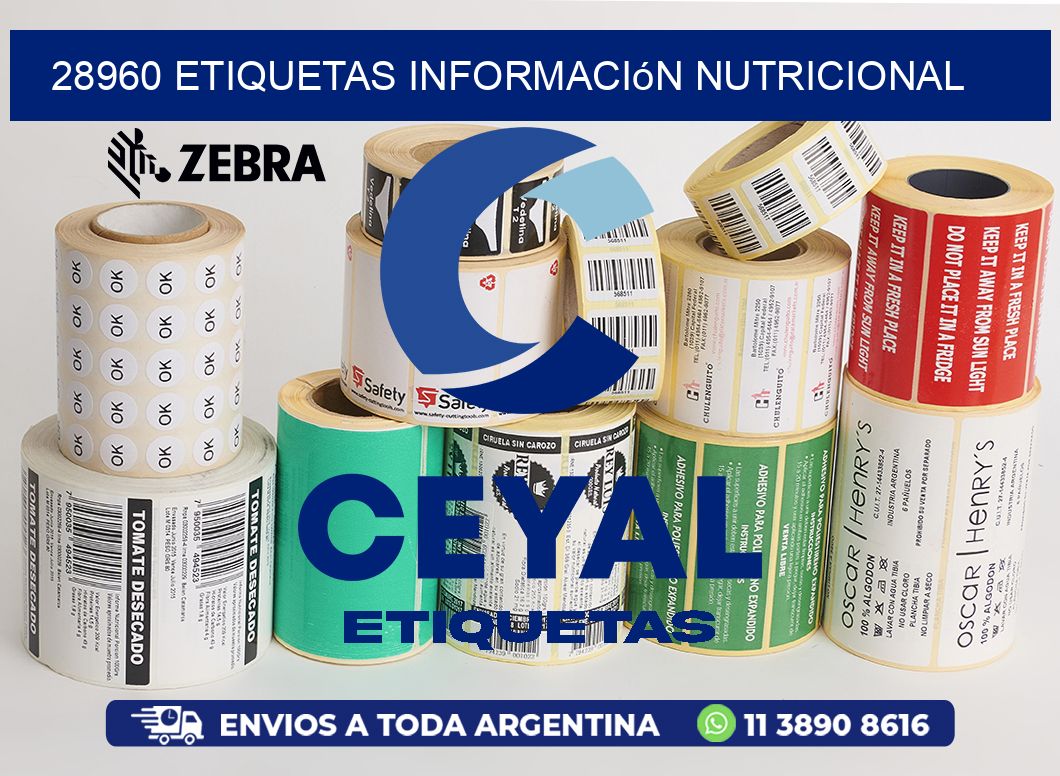 28960 etiquetas Información nutricional