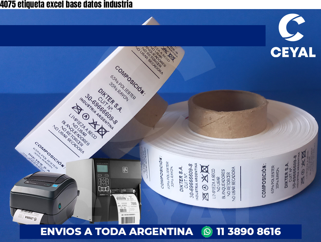 4075 etiqueta excel base datos industria