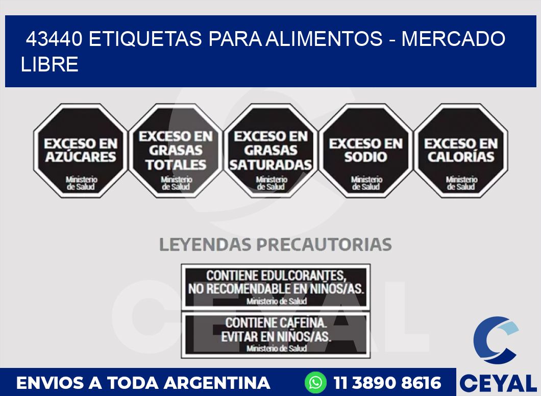 43440 ETIQUETAS PARA ALIMENTOS - MERCADO LIBRE