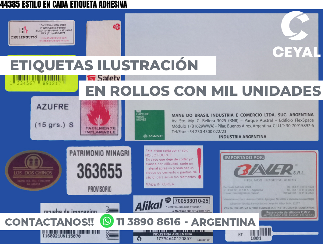 44385 ESTILO EN CADA ETIQUETA ADHESIVA