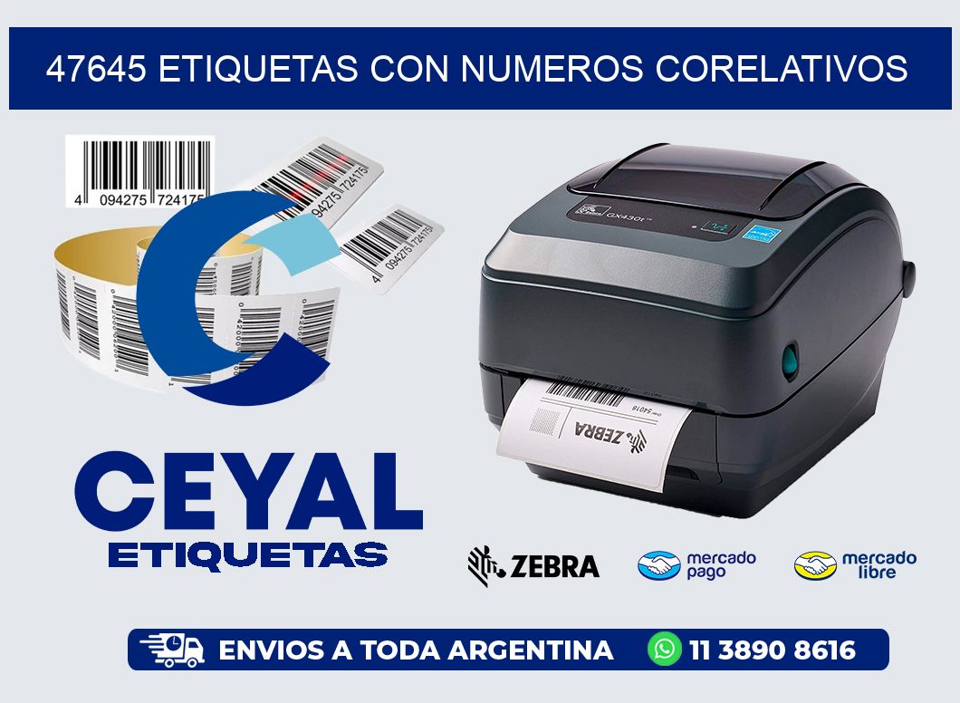 47645 etiquetas con numeros corelativos