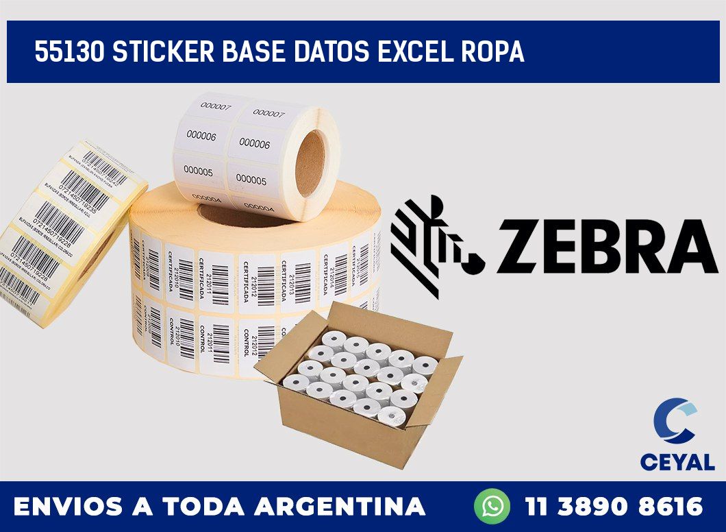 55130 sticker base datos excel ropa