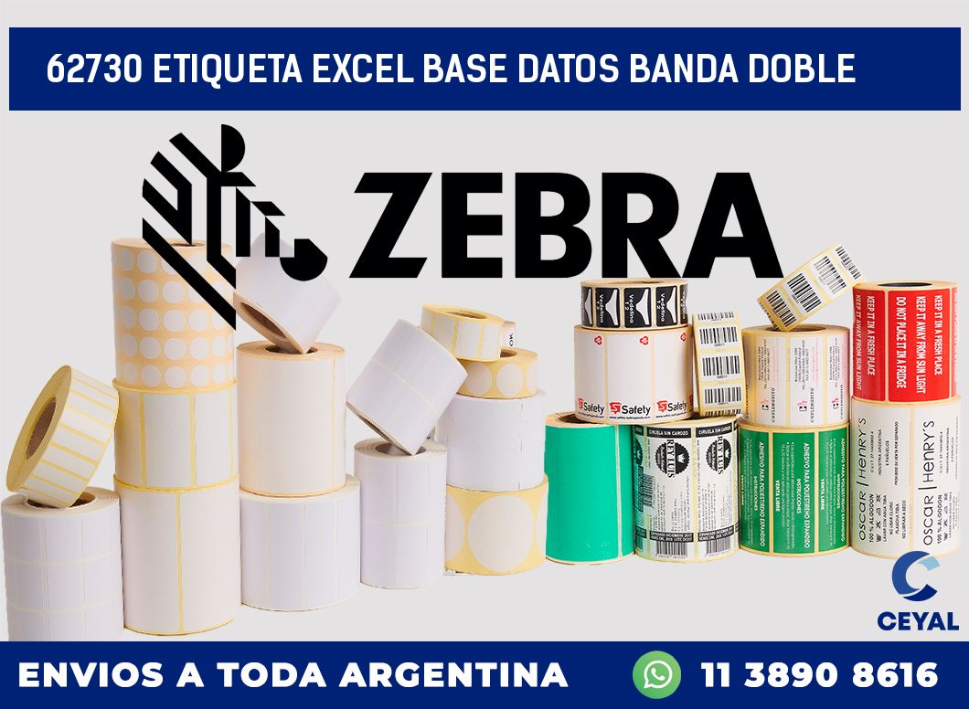 62730 etiqueta excel base datos banda doble