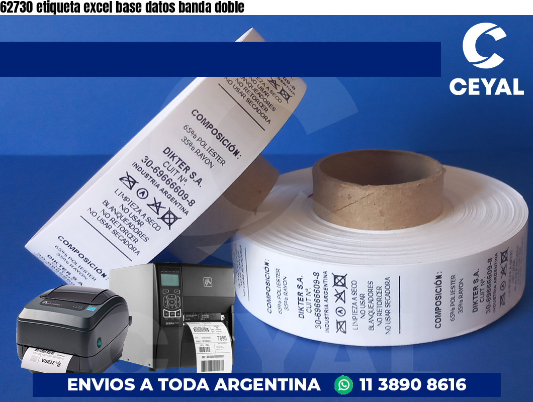 62730 etiqueta excel base datos banda doble