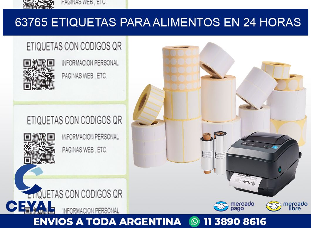 63765 ETIQUETAS PARA ALIMENTOS EN 24 HORAS