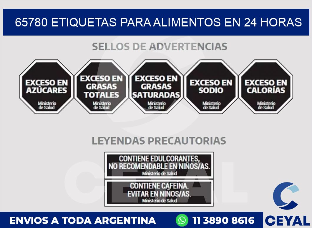 65780 ETIQUETAS PARA ALIMENTOS EN 24 HORAS