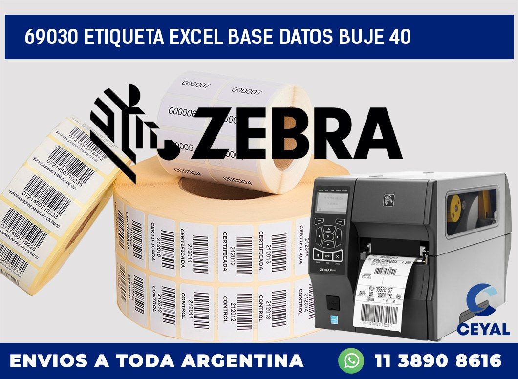 69030 etiqueta excel base datos buje 40