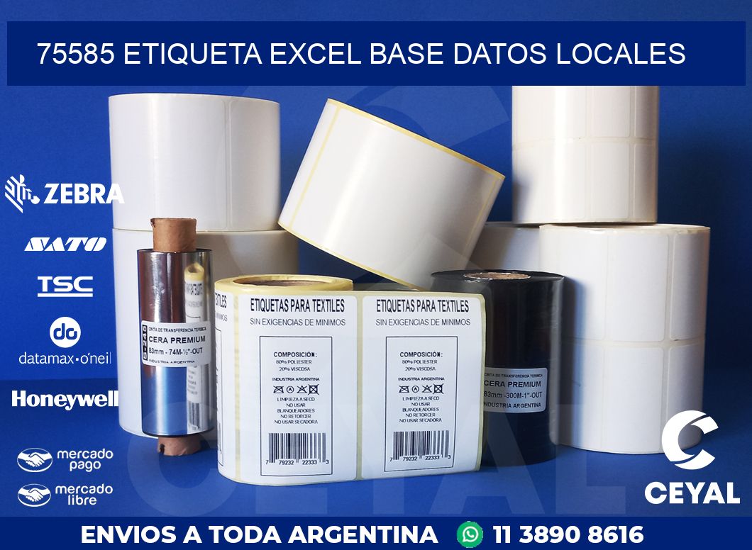 75585 etiqueta excel base datos locales