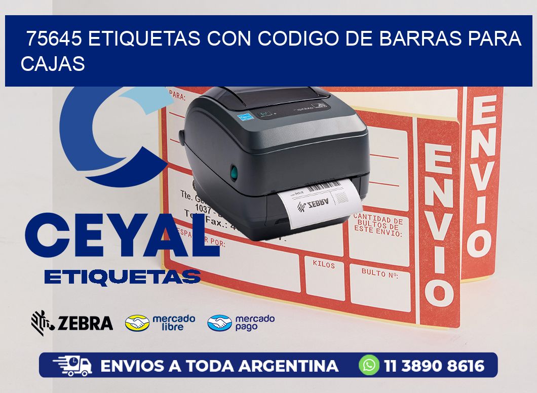 75645 ETIQUETAS CON CODIGO DE BARRAS PARA CAJAS