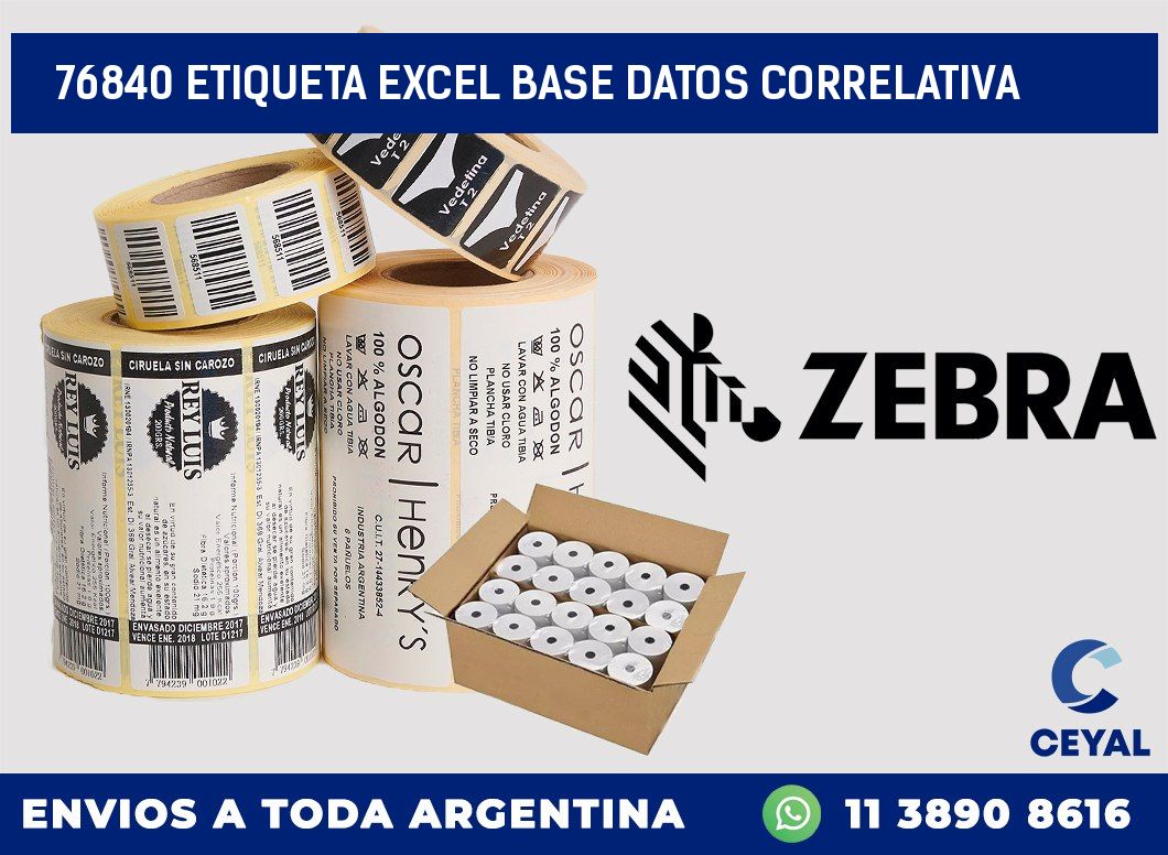 76840 etiqueta excel base datos correlativa
