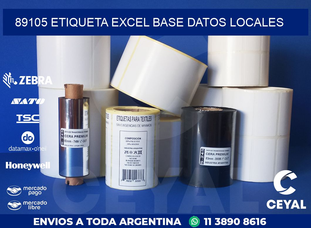 89105 etiqueta excel base datos locales