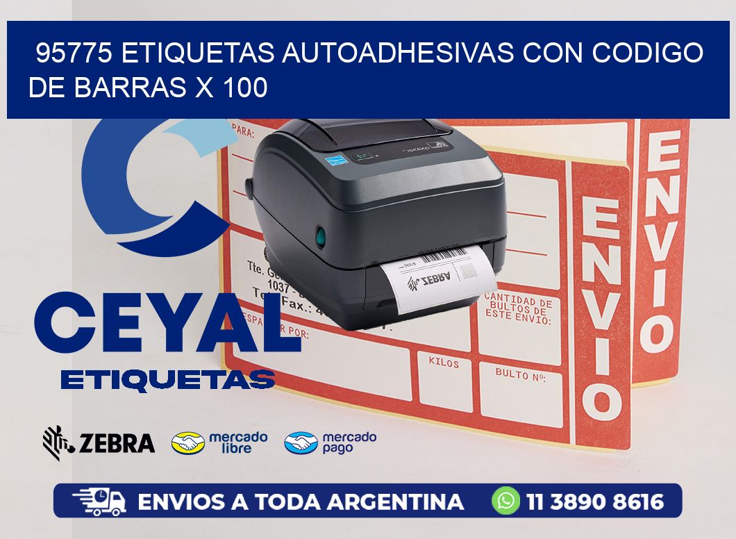 95775 ETIQUETAS AUTOADHESIVAS CON CODIGO DE BARRAS X 100