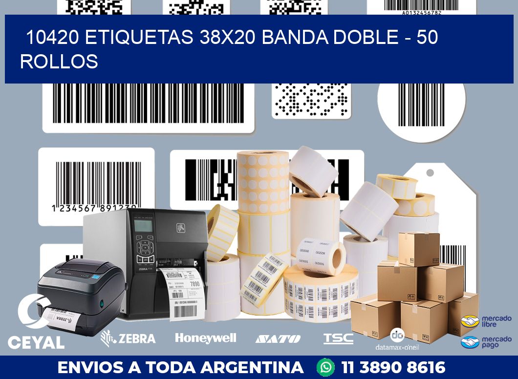 10420 ETIQUETAS 38X20 BANDA DOBLE - 50 ROLLOS