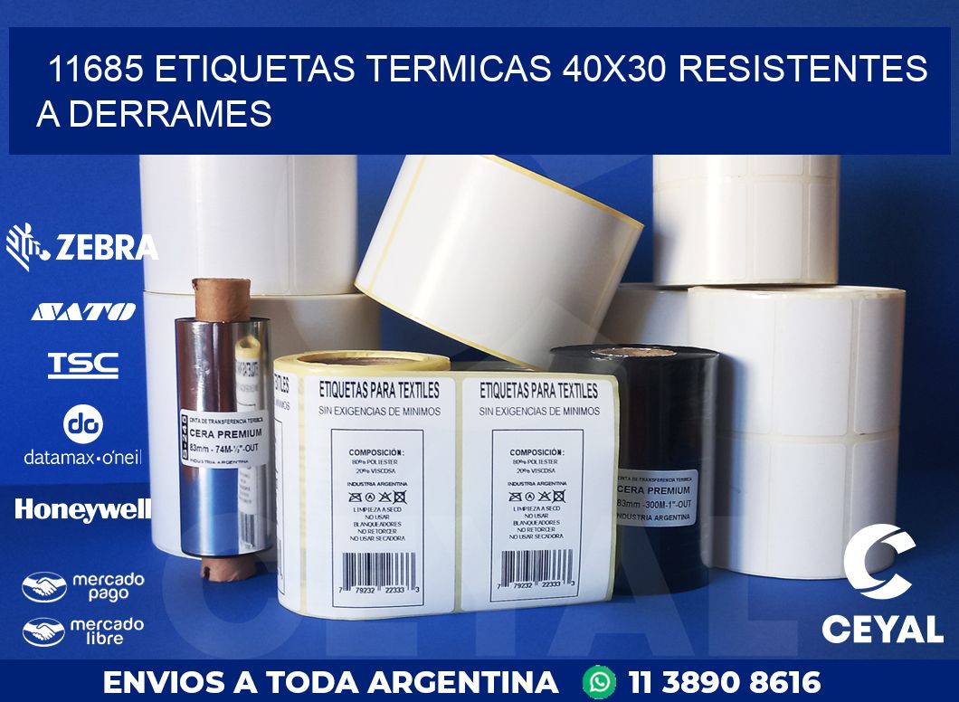 11685 ETIQUETAS TERMICAS 40X30 RESISTENTES A DERRAMES