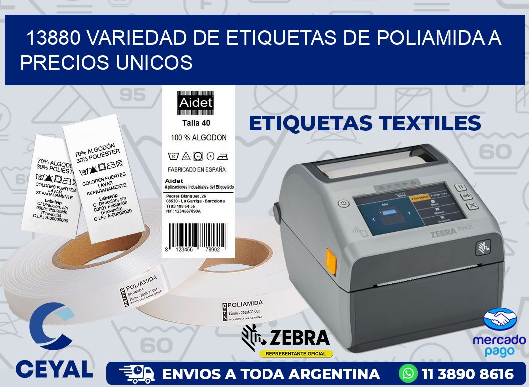 13880 VARIEDAD DE ETIQUETAS DE POLIAMIDA A PRECIOS UNICOS