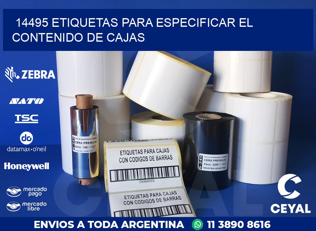 14495 ETIQUETAS PARA ESPECIFICAR EL CONTENIDO DE CAJAS