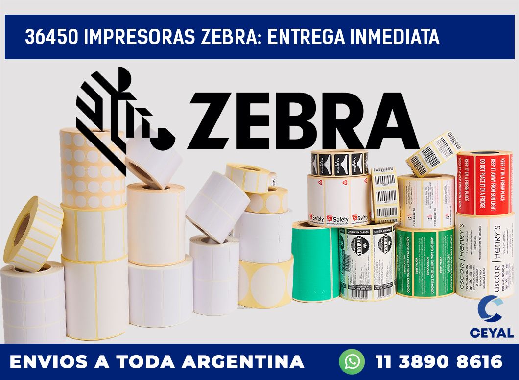 36450 IMPRESORAS ZEBRA: ENTREGA INMEDIATA