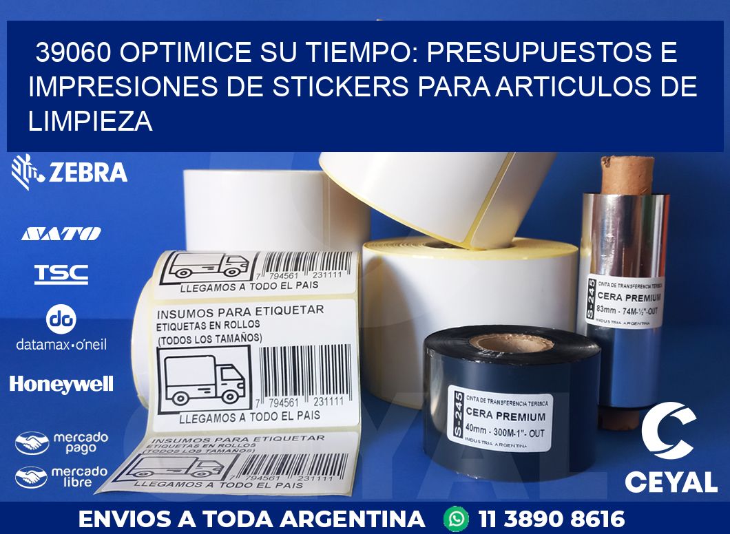 39060 OPTIMICE SU TIEMPO: PRESUPUESTOS E IMPRESIONES DE STICKERS PARA ARTICULOS DE LIMPIEZA