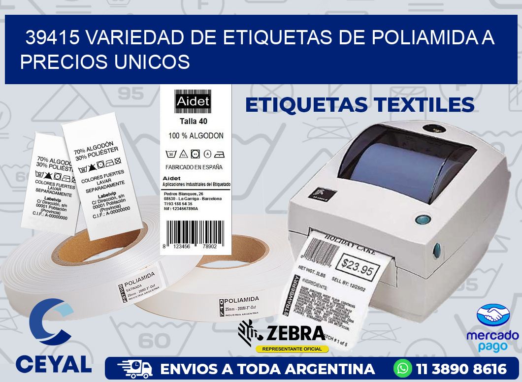 39415 VARIEDAD DE ETIQUETAS DE POLIAMIDA A PRECIOS UNICOS