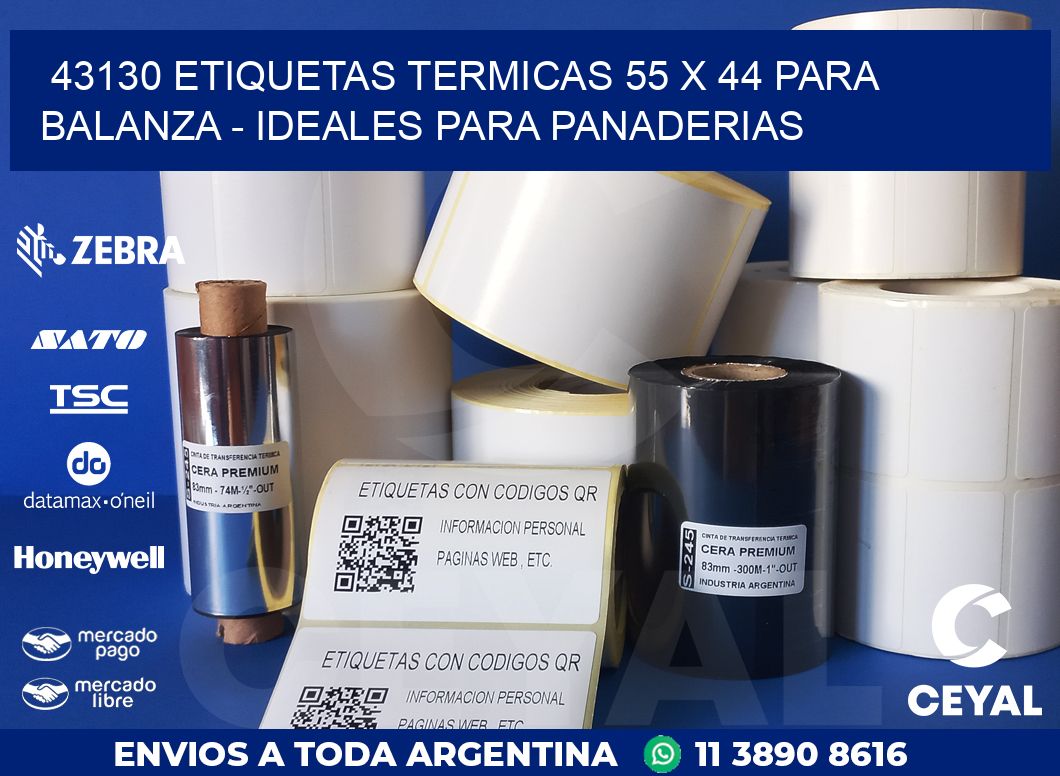 43130 ETIQUETAS TERMICAS 55 X 44 PARA BALANZA – IDEALES PARA PANADERIAS