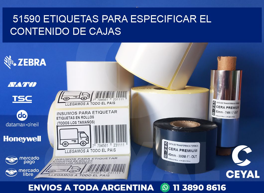 51590 ETIQUETAS PARA ESPECIFICAR EL CONTENIDO DE CAJAS